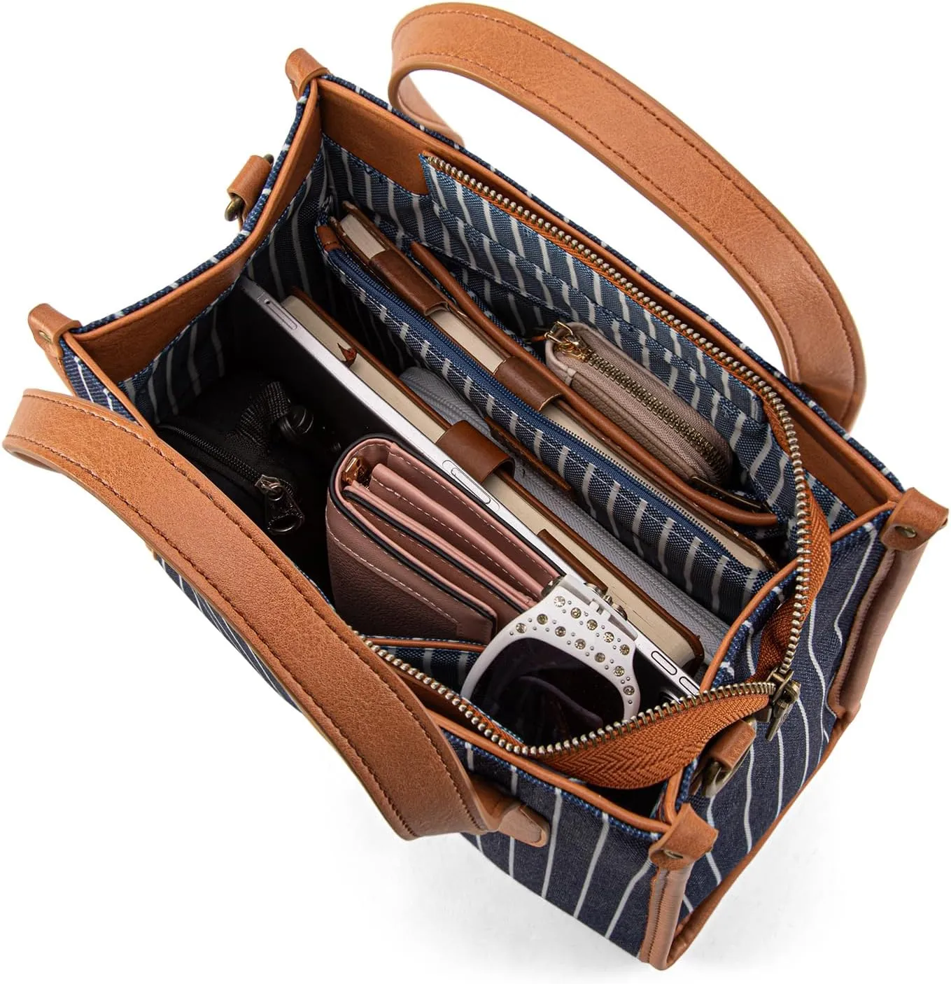 Montana West x Lee Tote Bag for Women Striped Top Handle Handbag with Adjustable Strap