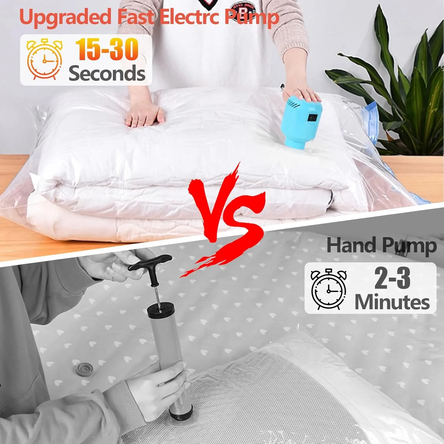 Morecoo Vacuum Seal Bags for Clothing, 6 Pack Vacuum Storage Bags (3 Jumbo/3 Large) with Electric Pump, Packing Cubes Compression Space Saver for Comforters, Blankets - Ideal for Travel