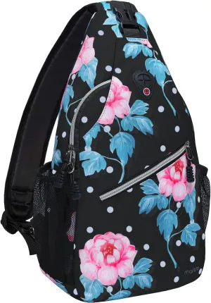MOSISO Sling Backpack, Multipurpose Travel Hiking Daypack Impatiens Rope Crossbody Shoulder Bag