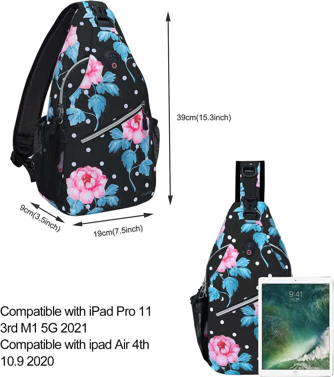 MOSISO Sling Backpack, Multipurpose Travel Hiking Daypack Impatiens Rope Crossbody Shoulder Bag