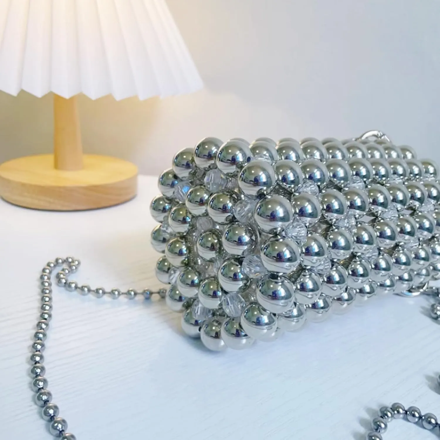Multicolor Hand Beaded Handheld Crossbody Women's Evening Bag Bucket Bag