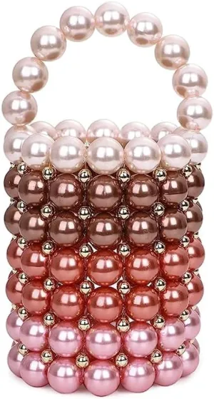 Multicolor Hand Beaded Handheld Crossbody Women's Evening Bag Bucket Bag