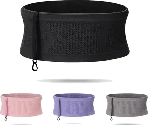 Multifunctional Knit Breathable Concealed Waist Bag - Adjustable Running Belt, Universal Running Waist Pack with Large Capacity, Running Waist Packs for Women Men Outdoor Activities (Black, M)