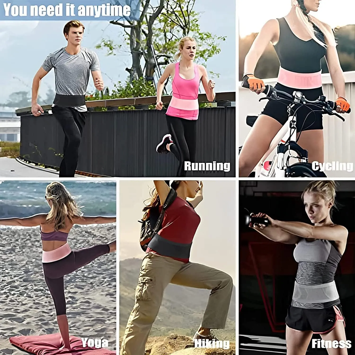 Multifunctional Knit Breathable Concealed Waist Bag - Adjustable Running Belt, Universal Running Waist Pack with Large Capacity, Running Waist Packs for Women Men Outdoor Activities (Purple, S)