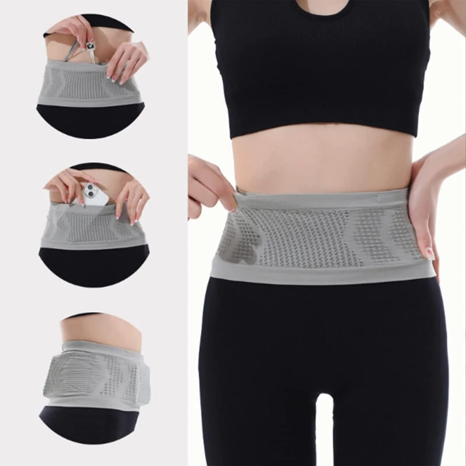 Multifunctional Knit Breathable Concealed Waist Bag - Adjustable Running Belt, Universal Running Waist Pack with Large Capacity, Running Waist Packs for Women Men Outdoor Activities (Purple, S)