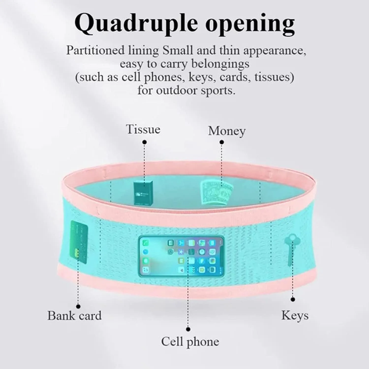 Multifunctional Knit Breathable Concealed Waist Bag - Adjustable Running Belt, Universal Running Waist Pack with Large Capacity, Running Waist Packs for Women Men Outdoor Activities (Purple, S)