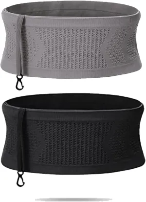 Multifunctional Knit Breathable Concealed Waist Bag, Universal Running Belt, Fitness and Running Fanny Pack for Men Women (Gray Black, S)