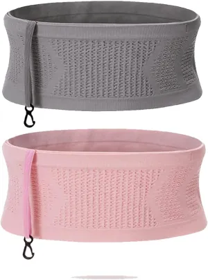 Multifunctional Knit Breathable Concealed Waist Bag, Universal Running Belt, Fitness and Running Fanny Pack for Men Women (Gray Pink, S)