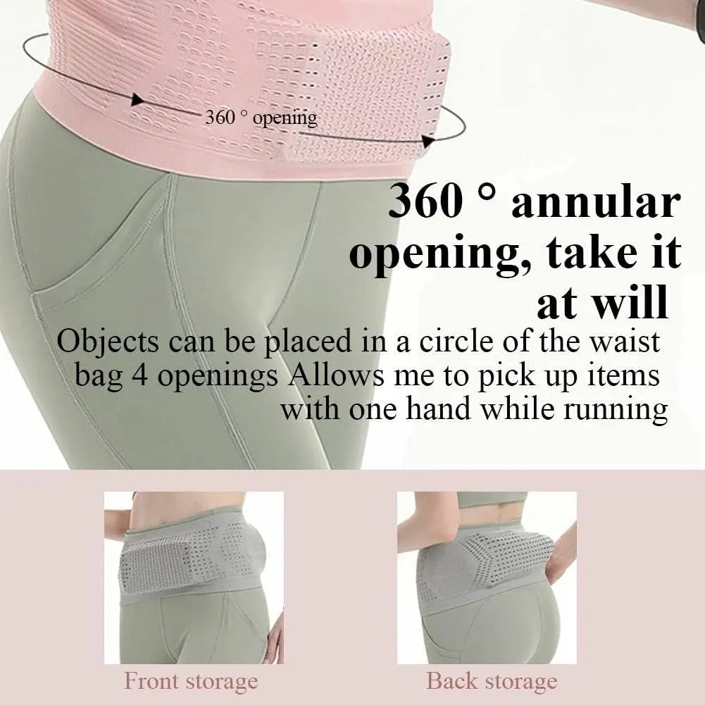 Multifunctional Knit Breathable Concealed Waist Bag,Large Capacity Adjustable Running Belt,Versatile Waist Pack for Outdoor Running and Cycling Adventures (Pink, XL)