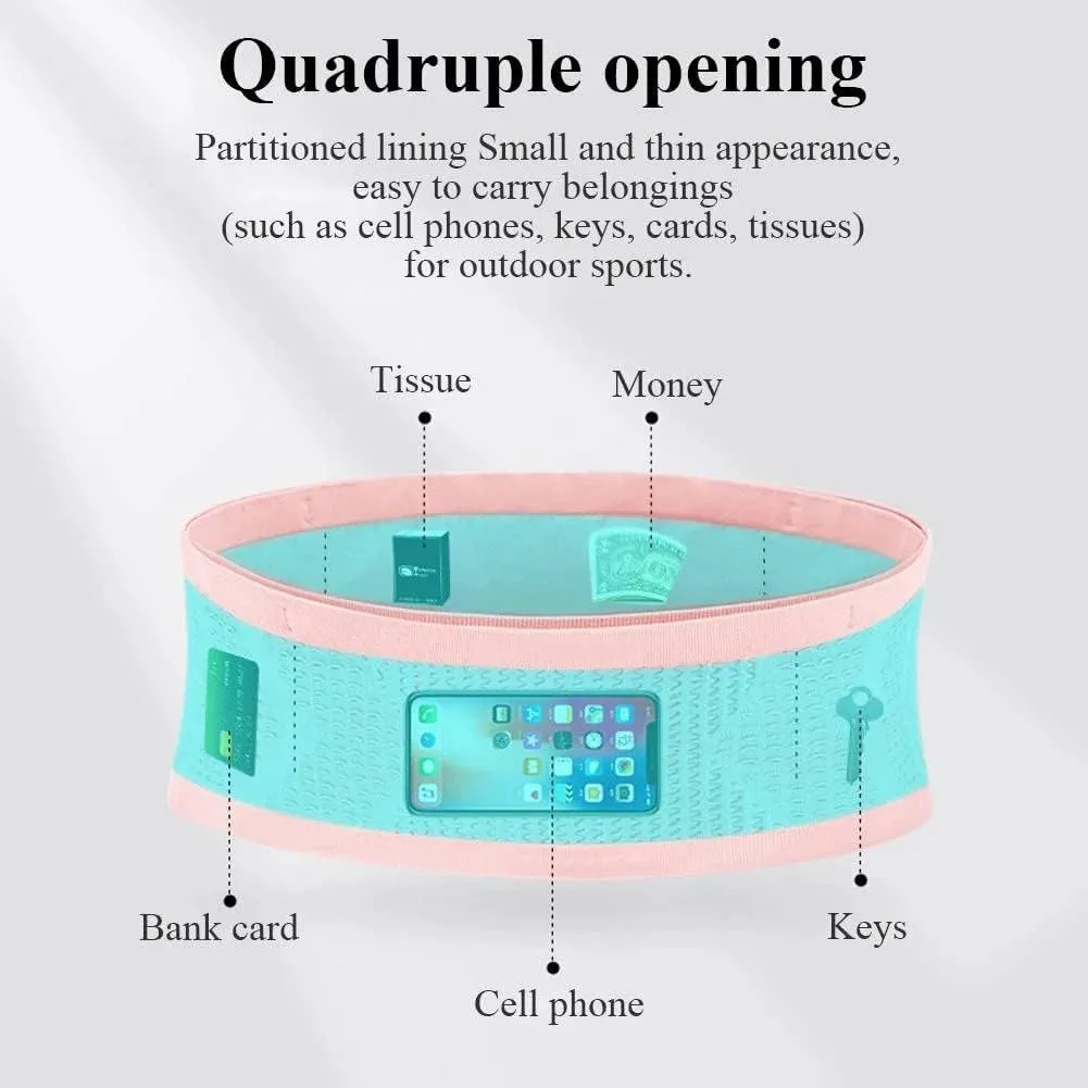 Multifunctional Knit Breathable Concealed Waist Bag,Large Capacity Adjustable Running Belt,Versatile Waist Pack for Outdoor Running and Cycling Adventures (Pink, XL)