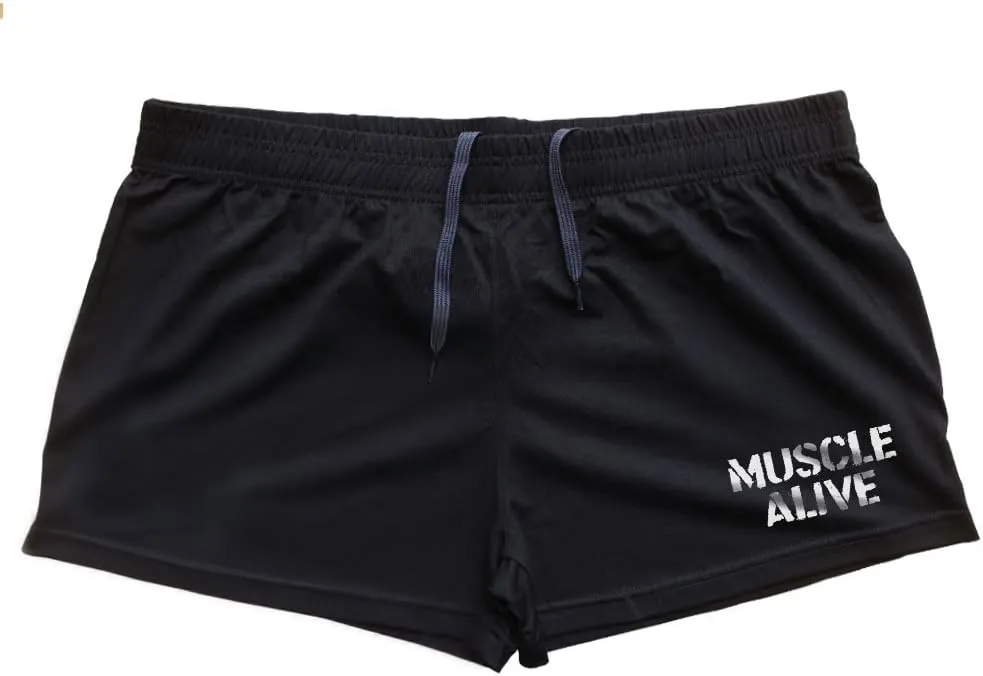 Muscle Alive Mens Bodybuilding Shorts 3" Inseam Cotton