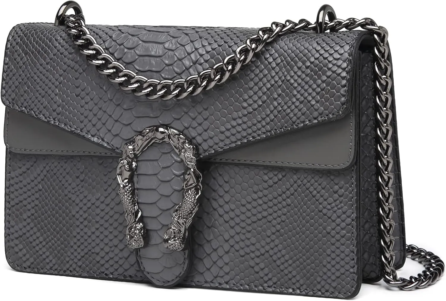 MYHOZEE Crossbody Bags for Women - Snake Printed Clutch Purses Leather Chain Shoulder Bags Evening Handbags