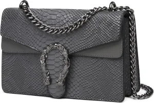 MYHOZEE Crossbody Bags for Women - Snake Printed Clutch Purses Leather Chain Shoulder Bags Evening Handbags