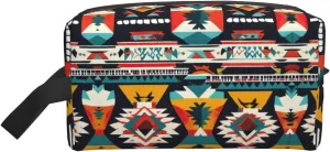 Native American Pattern Print Storage Bags Travel Cosmetic Organizer Bag Large Capacity Zippered Storage Pouch