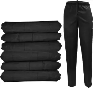 Natural Uniforms Classic 6 Pocket Black Chef Pants with Multi-Pack Quantities Available