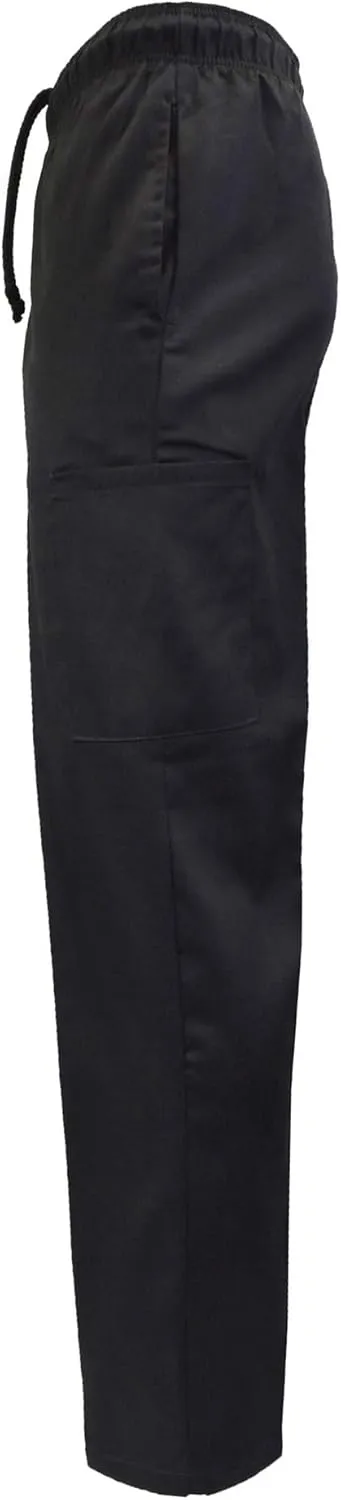 Natural Uniforms Classic 6 Pocket Black Chef Pants with Multi-Pack Quantities Available