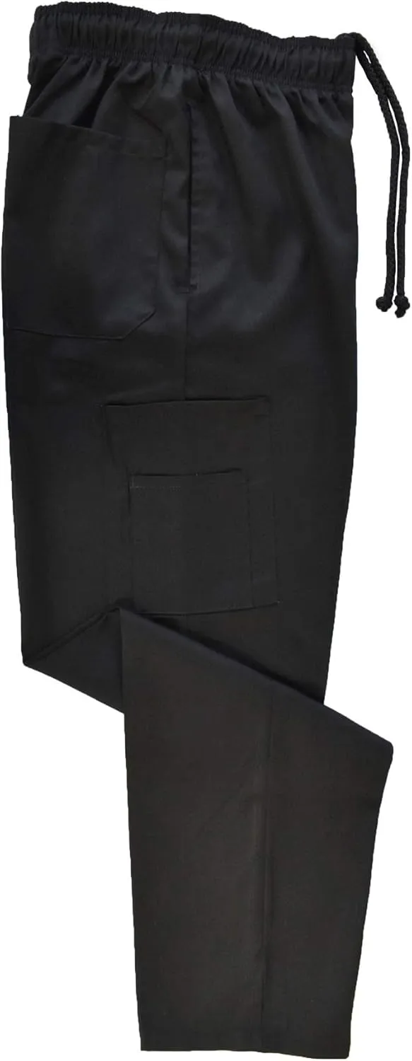 Natural Uniforms Classic 6 Pocket Black Chef Pants with Multi-Pack Quantities Available
