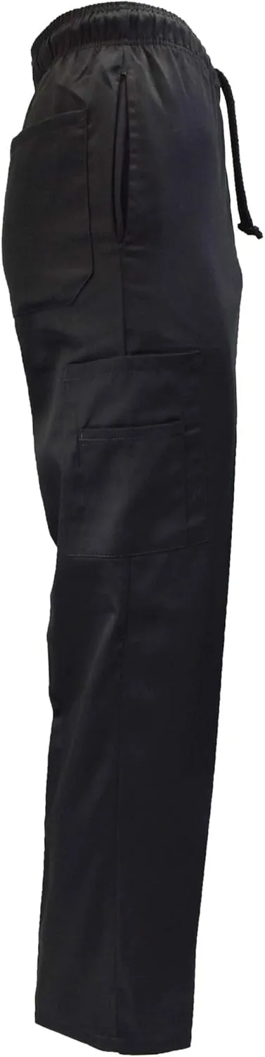 Natural Uniforms Classic 6 Pocket Black Chef Pants with Multi-Pack Quantities Available
