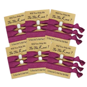 N//C 6 Count Burgundy Hair Tie Favors for Bridesmaids, Bachelorette Party Favors Bridal Shower Favors Bridesmaid Gifts for Wedding