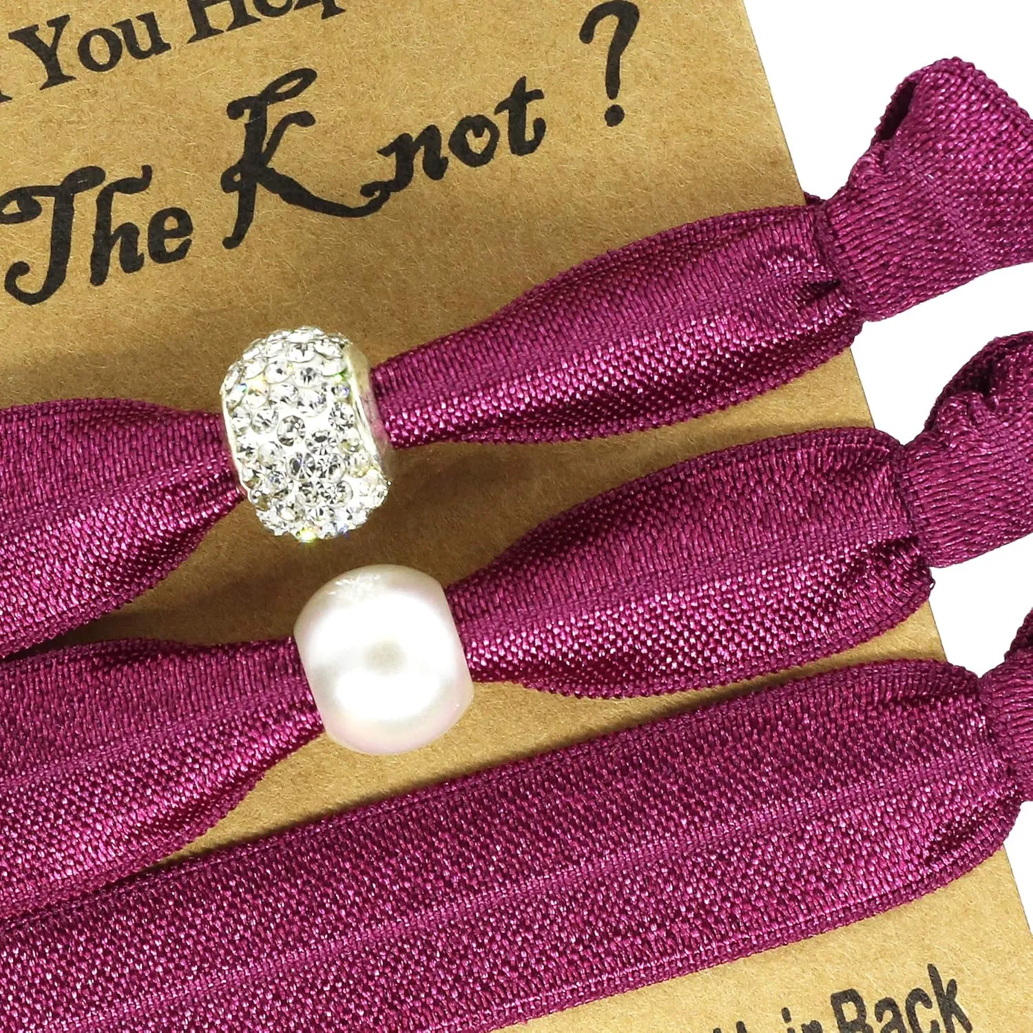 N//C 6 Count Burgundy Hair Tie Favors for Bridesmaids, Bachelorette Party Favors Bridal Shower Favors Bridesmaid Gifts for Wedding
