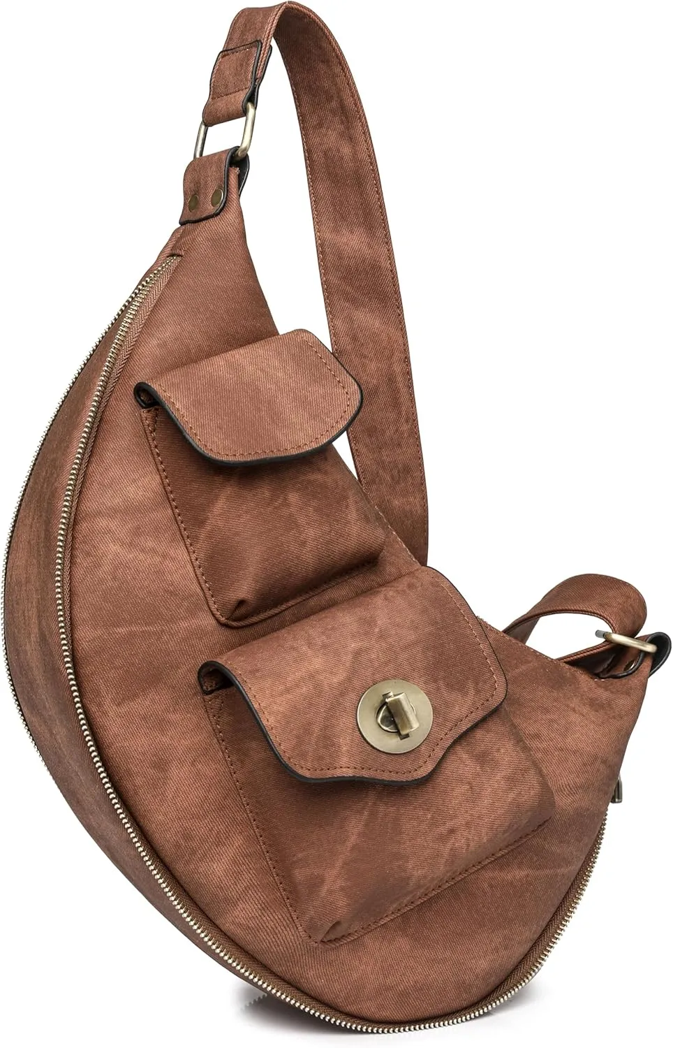 Nefelibata Small Sling Backpack Sling Bag for Women Men, Chest Bag Fanny Pack CrossBody Bags for Travel Hiking Running(Coffee Brown)