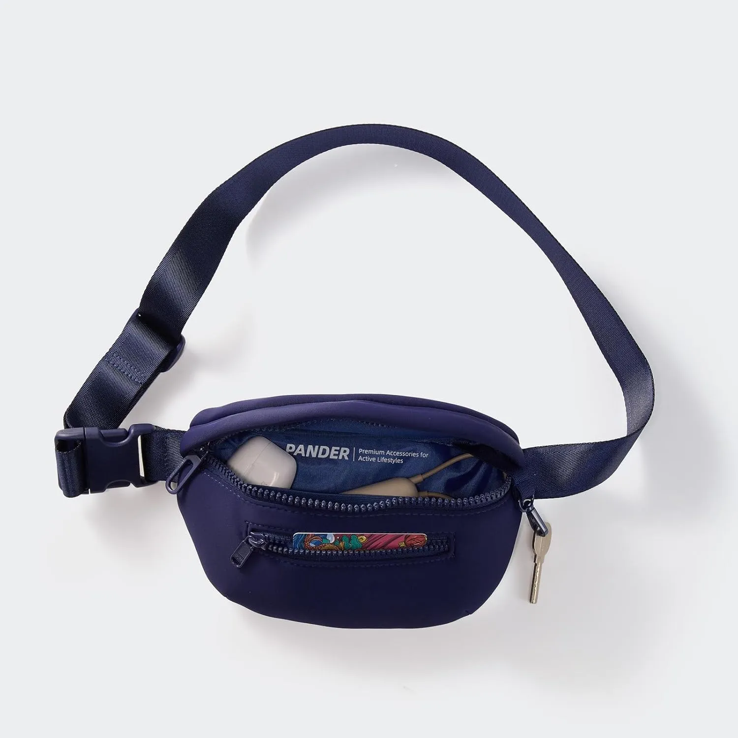 Neoprene Fanny Pack 3 Pockets Waist Bag for Men & Women Fashion Water Resistant Hip Bum Bag with Adjustable Belt for Running Travel Hiking Workout Sports (Storm Blue, One Size)