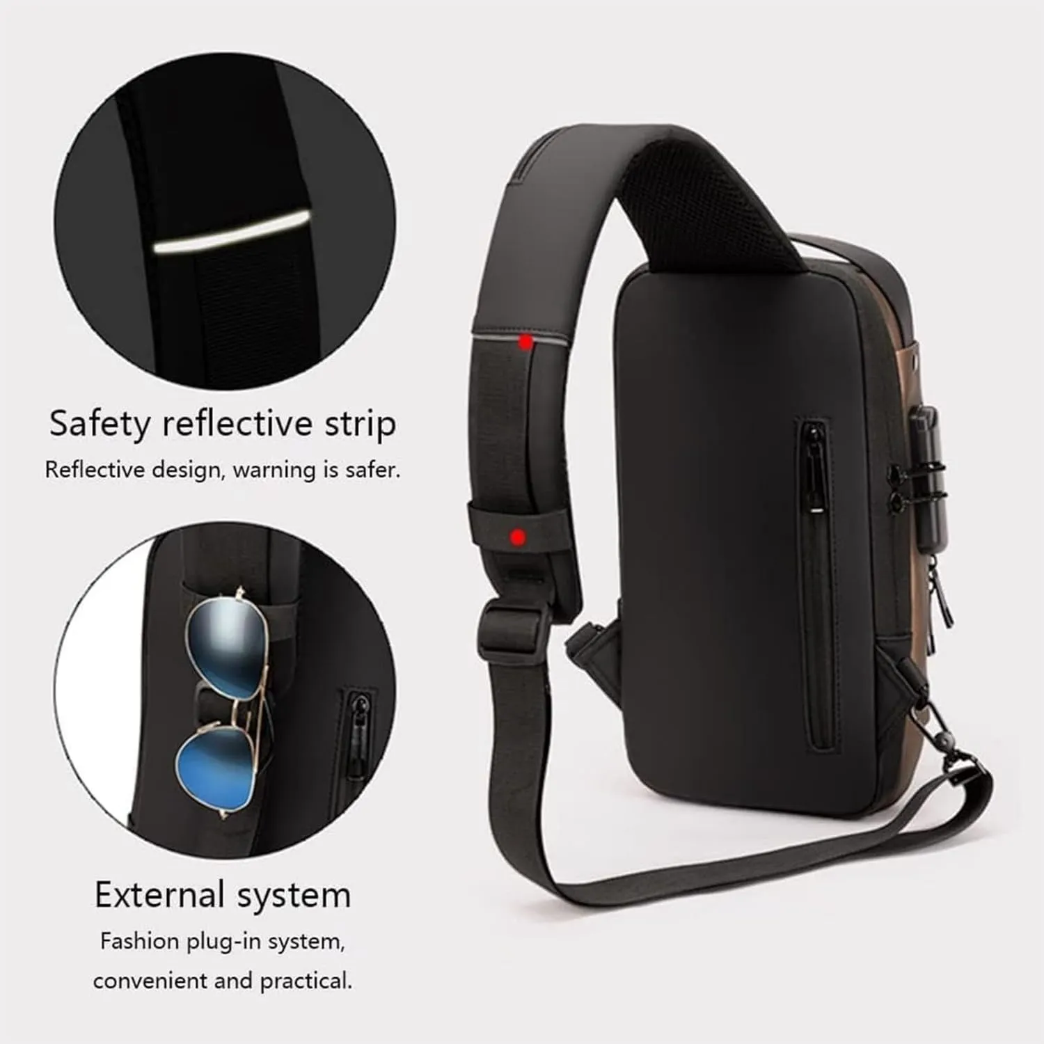 New Carbon Fiber Streamline Anti-Theft Sling Bag,USB charging port Sport Waterproof Shoulder Bag, for Daily Trips, Commutes (Grey)