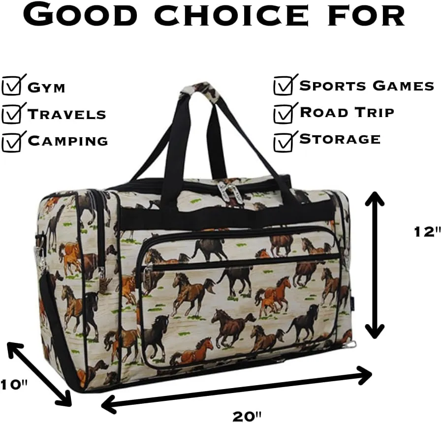NGIL Canvas 20" inch Duffle Bag (Stallion Wild Horse-black)