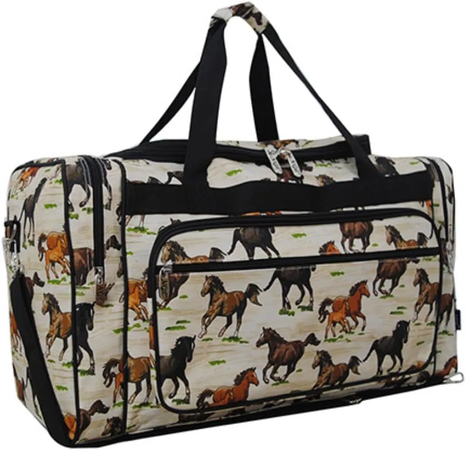 NGIL Canvas 20" inch Duffle Bag (Stallion Wild Horse-black)