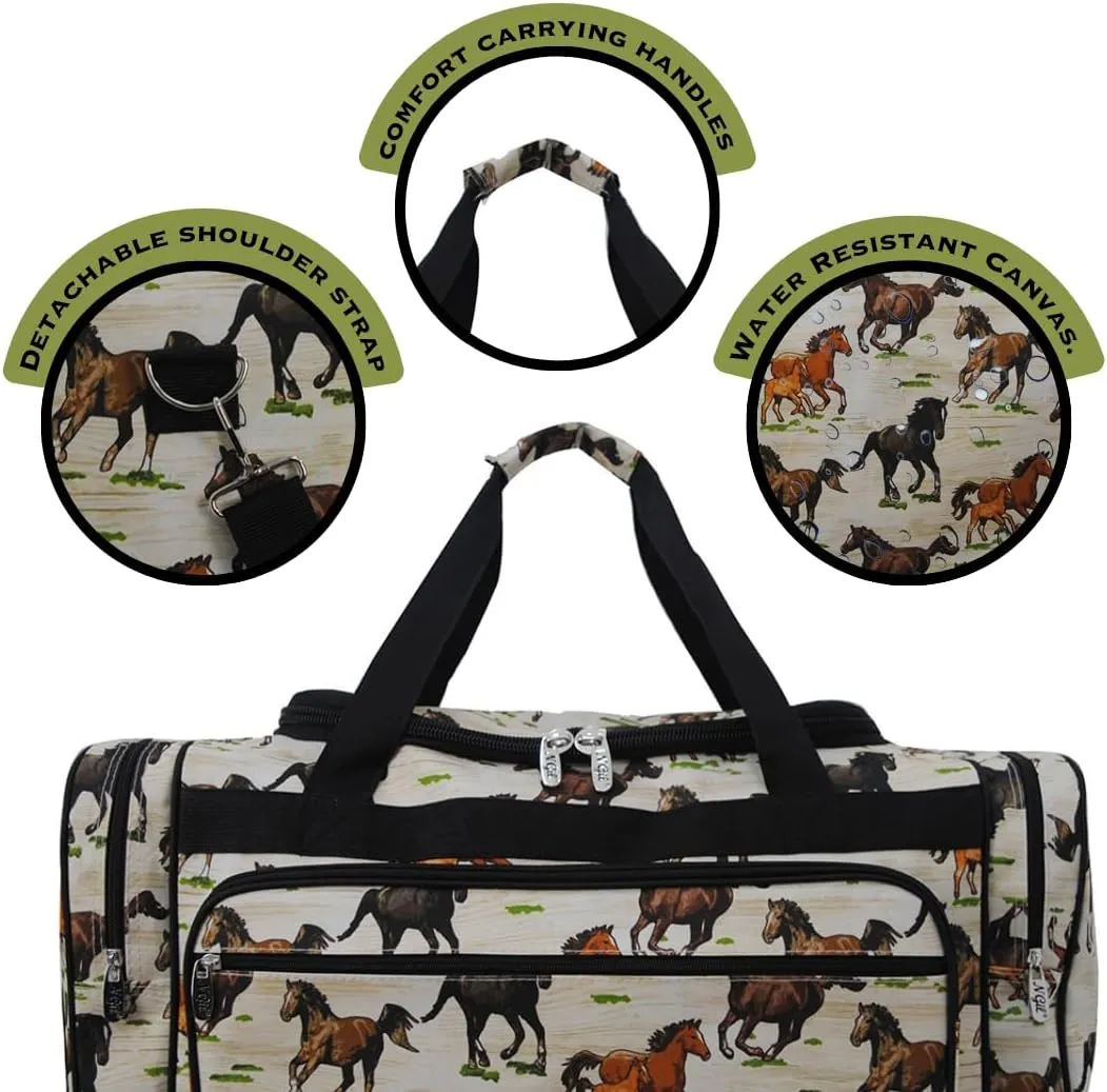 NGIL Canvas 20" inch Duffle Bag (Stallion Wild Horse-black)