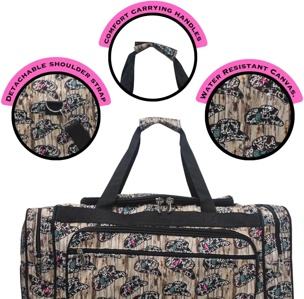 NGIL Canvas 23" inch Duffle Bag (Aztec Cow-Black)
