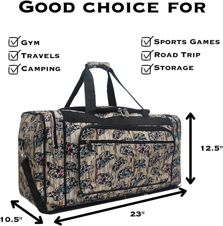 NGIL Canvas 23" inch Duffle Bag (Aztec Cow-Black)
