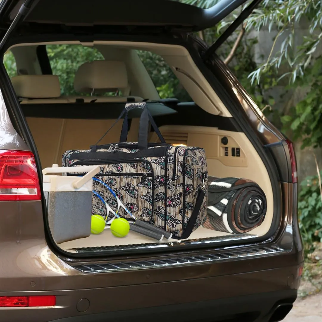 NGIL Canvas 23" inch Duffle Bag (Aztec Cow-Black)