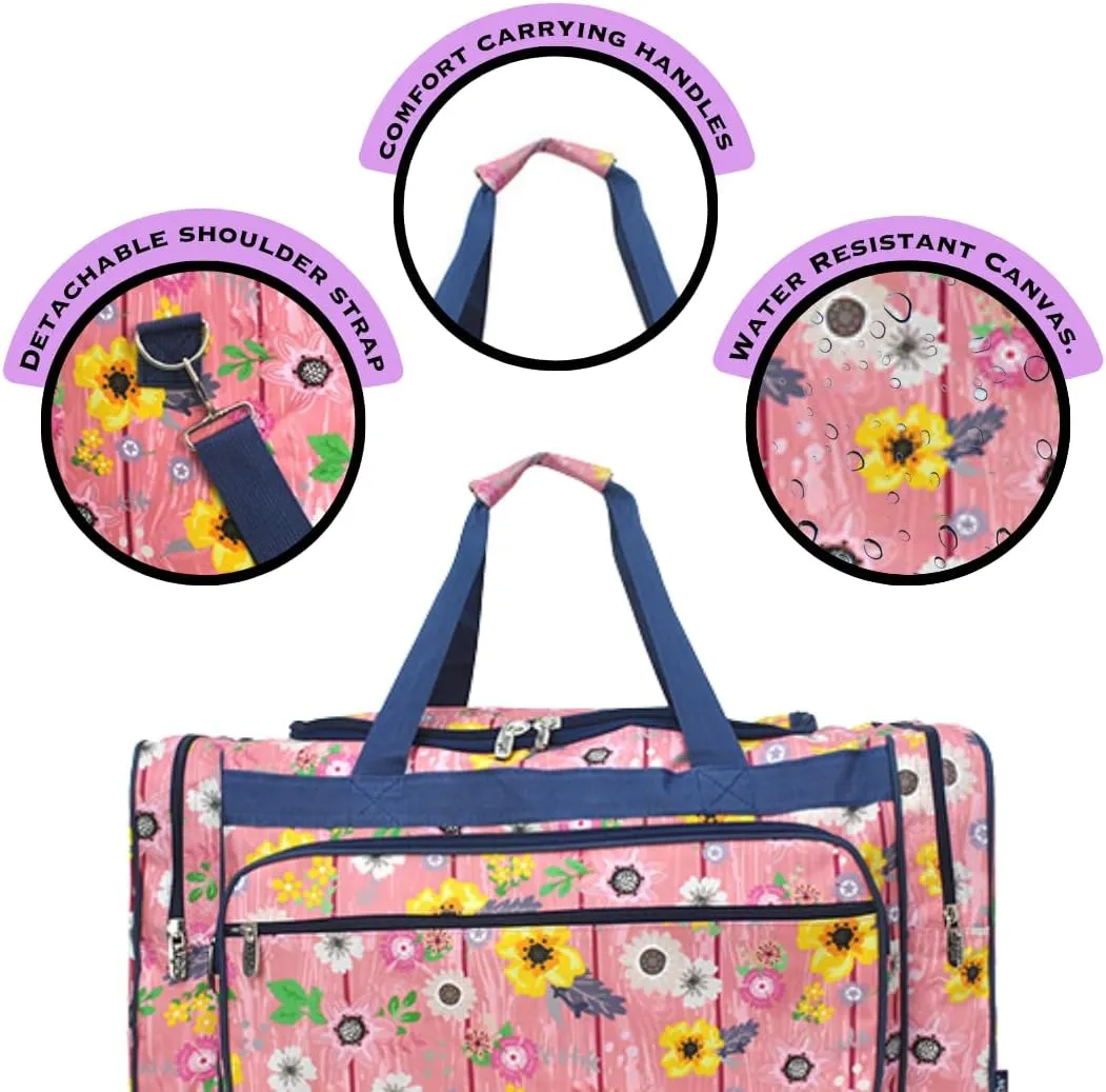 NGIL Canvas 23" inch Duffle Bag (Country Flowers-Navy)