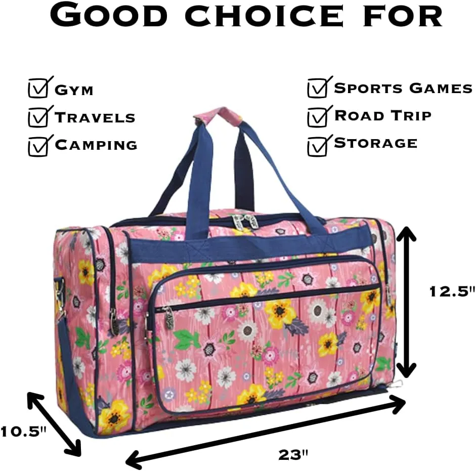 NGIL Canvas 23" inch Duffle Bag (Country Flowers-Navy)