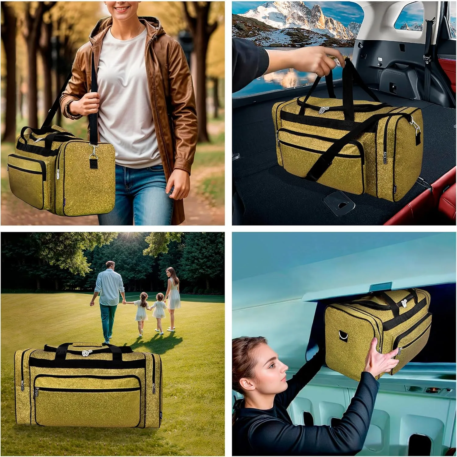 NGIL Canvas 23" inch Duffle Bag (Glitter-Gold)