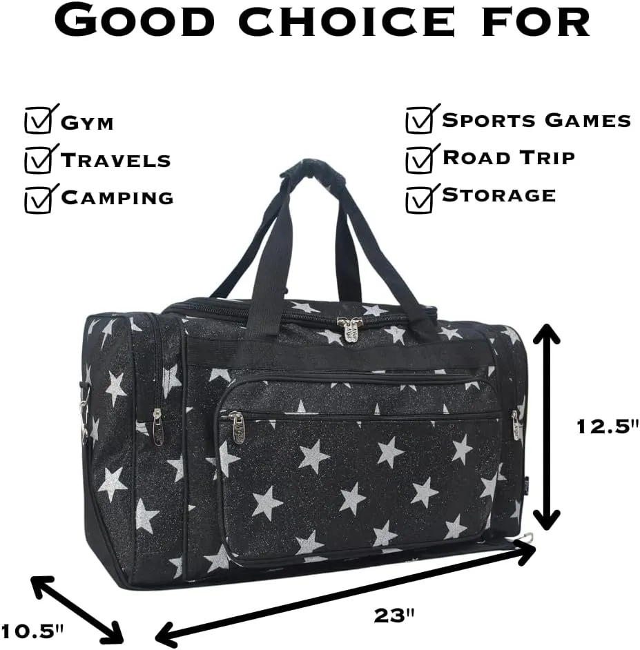 NGIL Canvas 23" inch Duffle Bag (Glitter Super Star-Black)