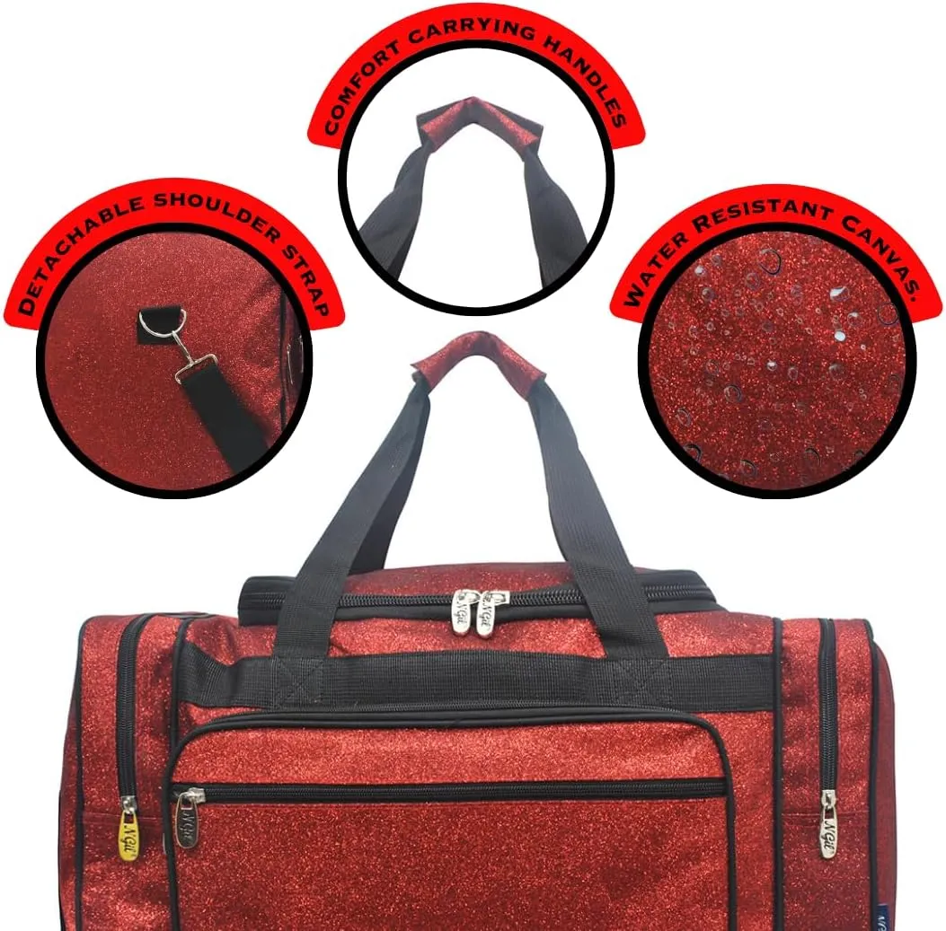 NGIL Canvas 23" inch Duffle Bag (Red Glitter)