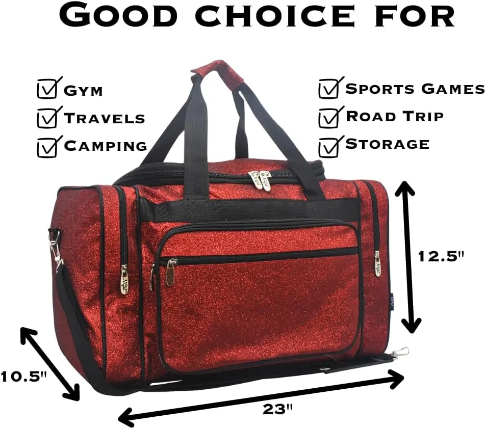 NGIL Canvas 23" inch Duffle Bag (Red Glitter)