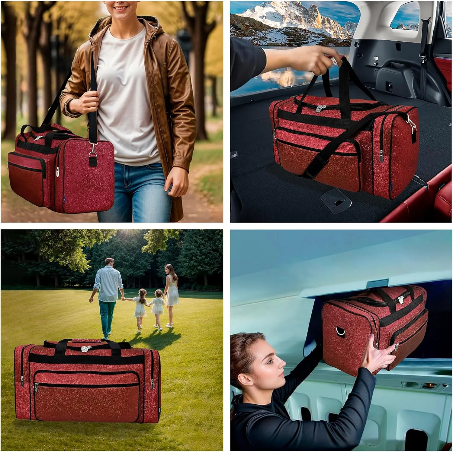 NGIL Canvas 23" inch Duffle Bag (Red Glitter)