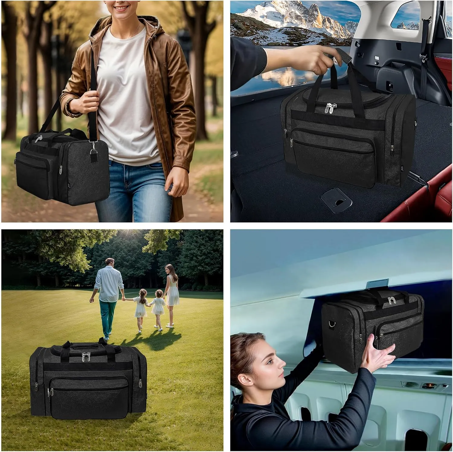 NGIL Glitter Canvas 20" inch Weekender Overnight Travel Carry-On Luggage Sports Gym Duffle Bag for Women (Black Glitter)