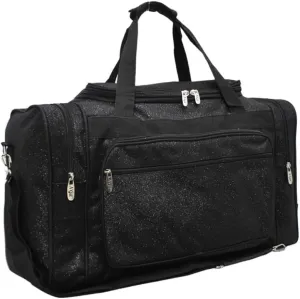 NGIL Glitter Canvas 20" inch Weekender Overnight Travel Carry-On Luggage Sports Gym Duffle Bag for Women (Black Glitter)