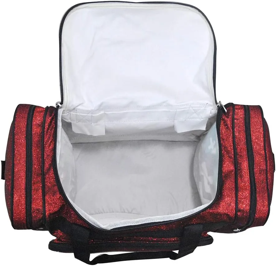 NGIL Glitter Canvas 20" inch Weekender Overnight Travel Carry-On Luggage Sports Gym Duffle Bag for Women (Glitter-Red)