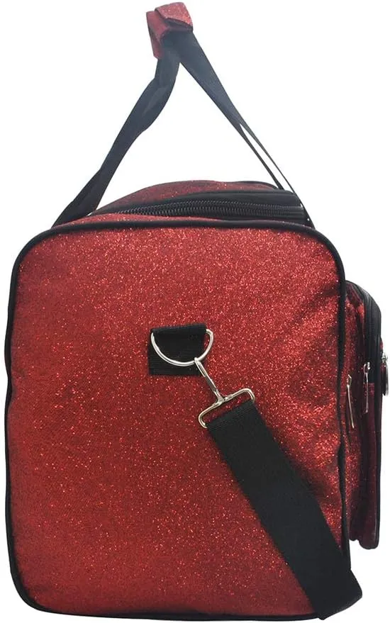 NGIL Glitter Canvas 20" inch Weekender Overnight Travel Carry-On Luggage Sports Gym Duffle Bag for Women (Glitter-Red)