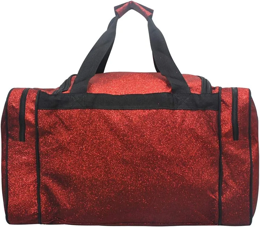 NGIL Glitter Canvas 20" inch Weekender Overnight Travel Carry-On Luggage Sports Gym Duffle Bag for Women (Glitter-Red)