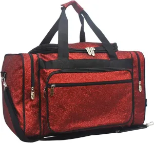 NGIL Glitter Canvas 20" inch Weekender Overnight Travel Carry-On Luggage Sports Gym Duffle Bag for Women (Glitter-Red)