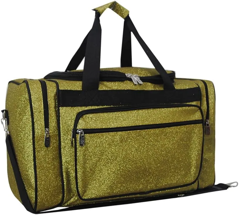 NGIL Glitter Canvas 20" inch Weekender Overnight Travel Carry-On Luggage Sports Gym Duffle Bag for Women (Gold Glitter)