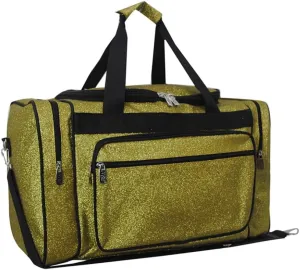 NGIL Glitter Canvas 20" inch Weekender Overnight Travel Carry-On Luggage Sports Gym Duffle Bag for Women (Gold Glitter)