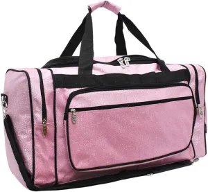 NGIL Glitter Canvas 20" inch Weekender Overnight Travel Carry-On Luggage Sports Gym Duffle Bag for Women (Pink Glitter)