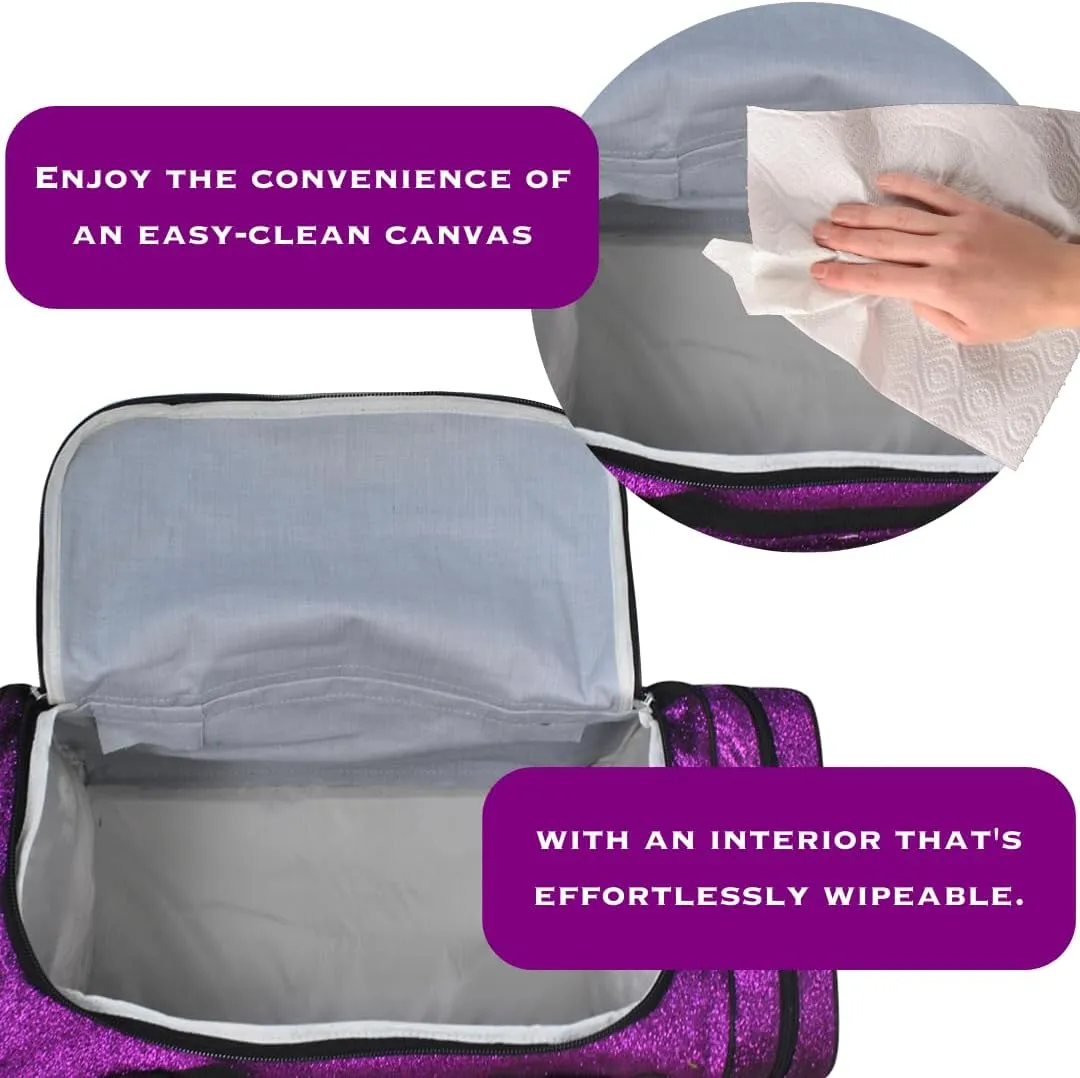 NGIL Glitter Canvas 20" inch Weekender Overnight Travel Carry-On Luggage Sports Gym Duffle Bag for Women (Purple Glitter)